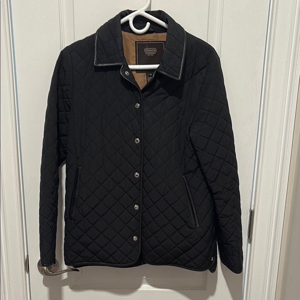 Coach Black Quilted Women's Jacket with genuine leather trim